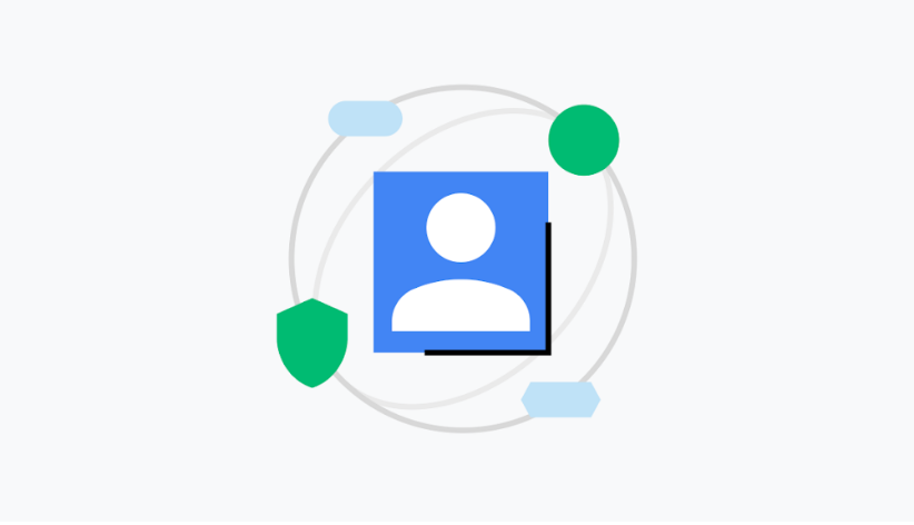 Icono de perfil de usuario dentro de un círculo con elementos de diseño geométrico que representan protección y privacidad en línea. Google posterga eliminación de cookies